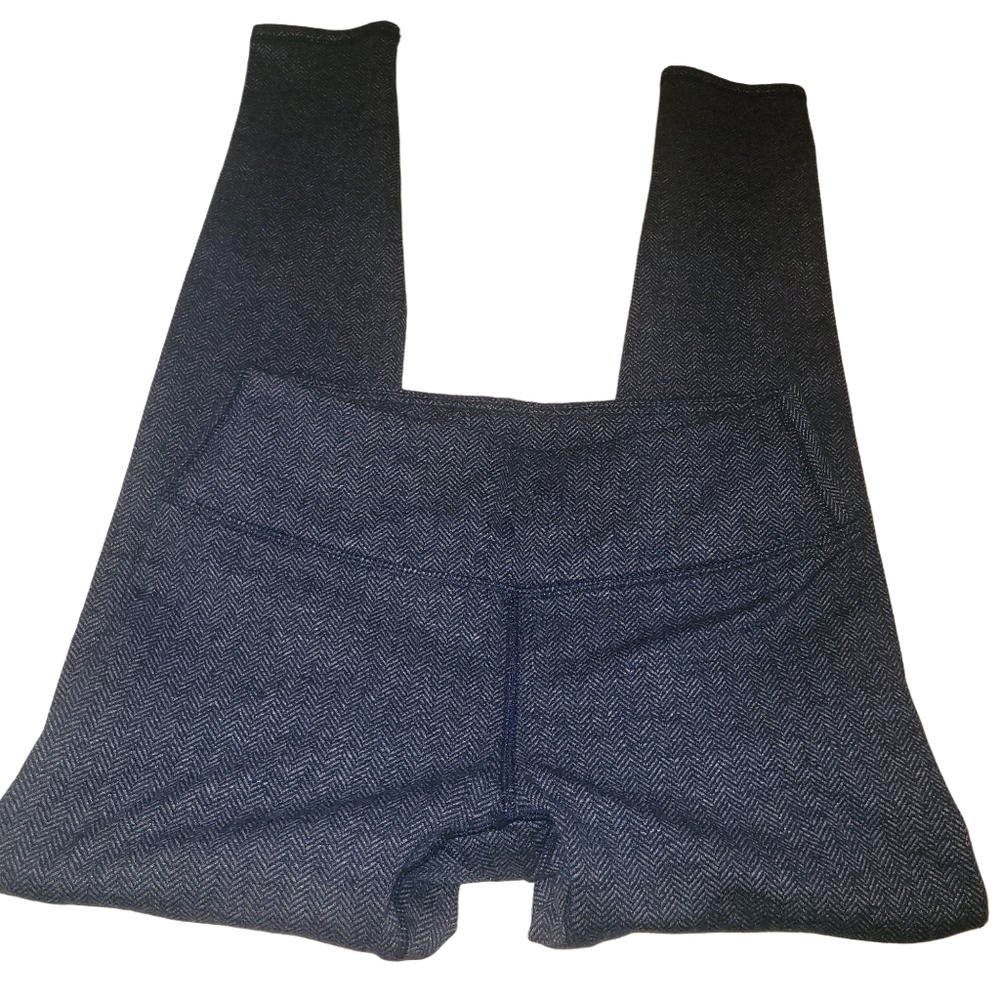 Kyodan Blue and Gray Herringbone Patterned Leggings S
